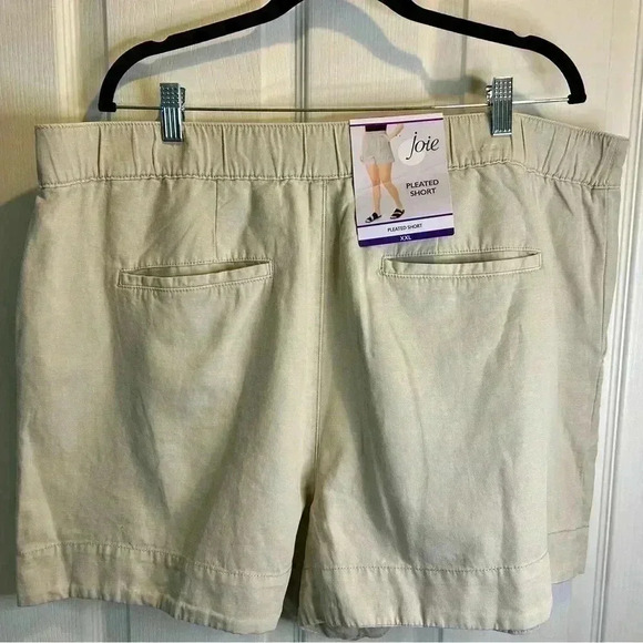 🤎”Joie” NWT Rainy Day/Oatmeal Pleated Shorts w/ Front & Back Pockets Size XXL🤎 - Picture 3 of 12